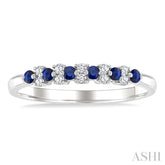 1.9 MM Sapphire and 1/10 Ctw Round Cut Diamond Precious Band in 14K White Gold